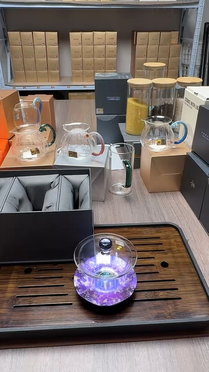 手工艺品玻璃h**h禾器耀辰盖碗星云紫