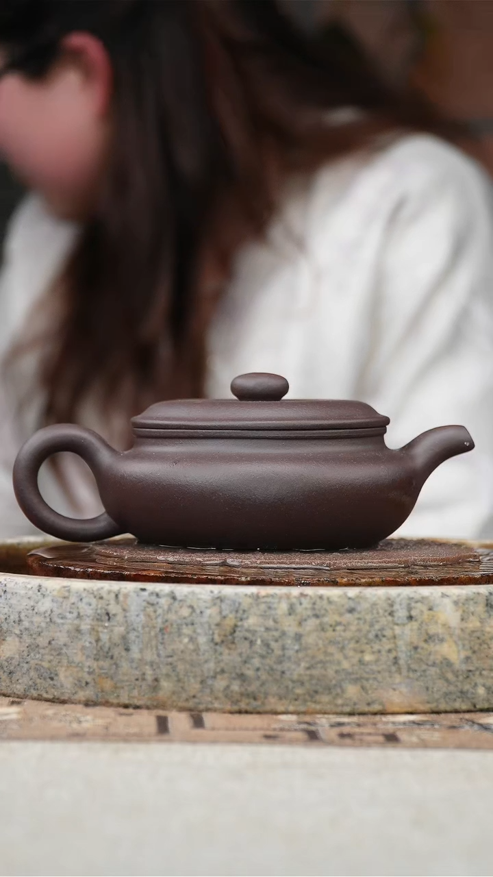 【闪购商品】紫砂茶壶天青大口扁腹