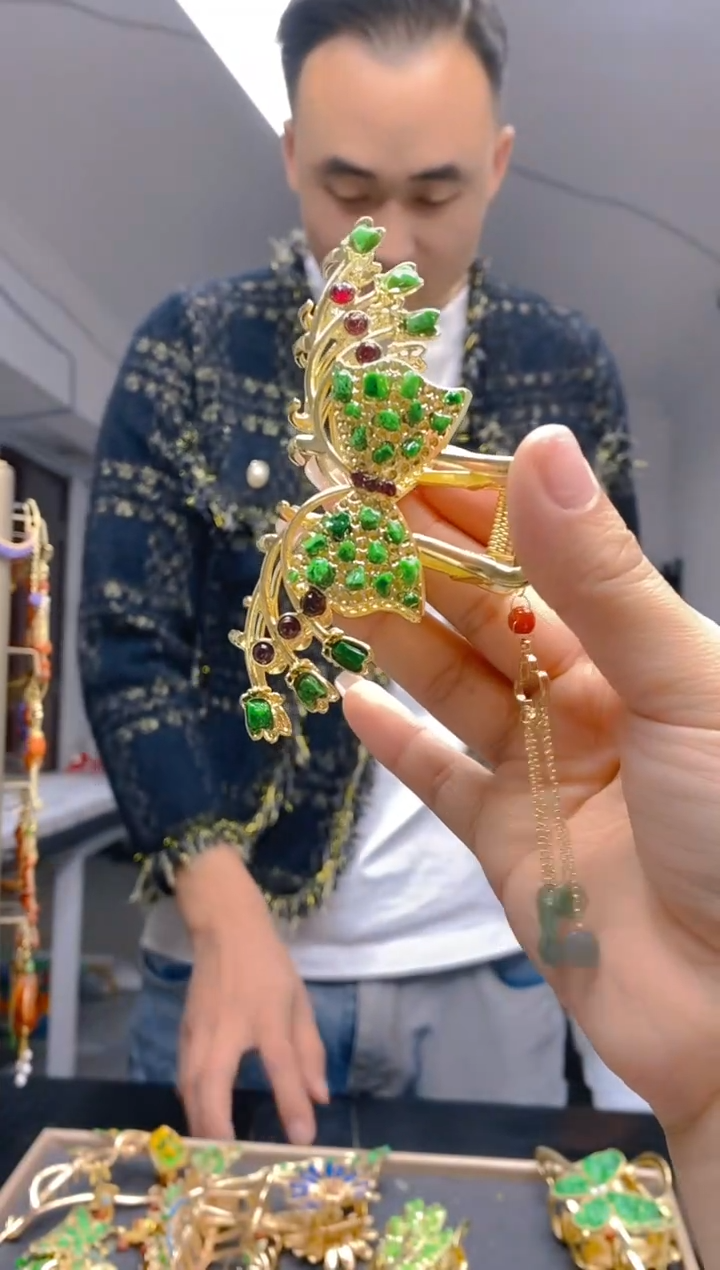 【闪购商品】翡翠耳饰合金104翡翠发簪