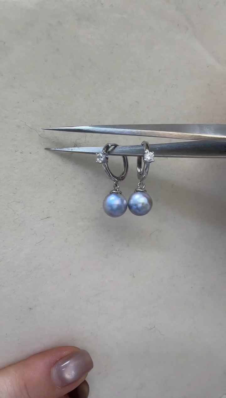 未镶嵌耳饰海水珍珠y**z真多麻8.2mm+S925银耳环