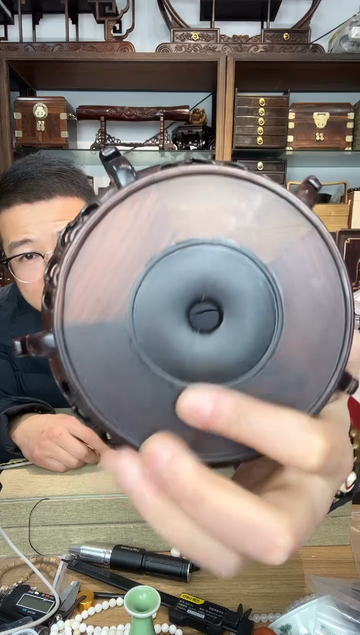 乌木类书架清**房991大红酸枝花几   瑕疵