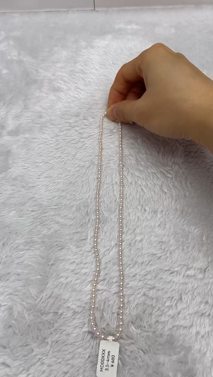 项链银S925镶嵌海水珍珠AK3.5-4mm