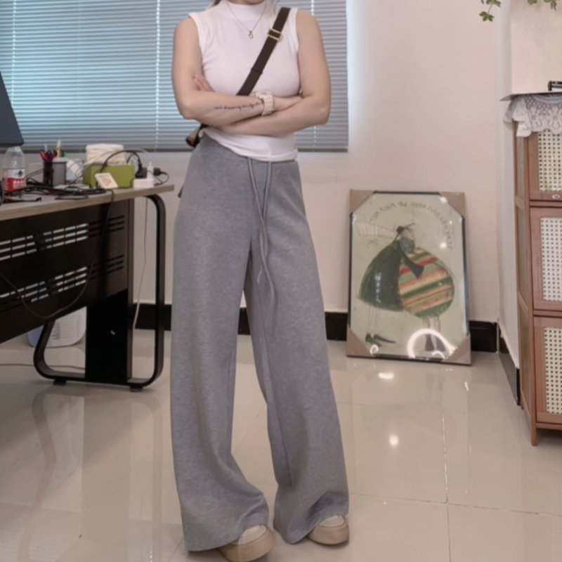 【垂垂裤】松紧腰卫裤早秋阔腿裤显瘦休闲百搭简约长裤垂感高腰