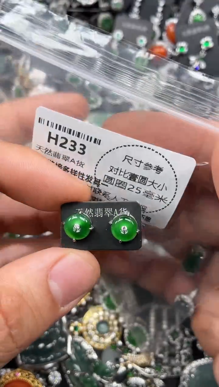 颈饰未镶嵌翡翠H233耳钉
