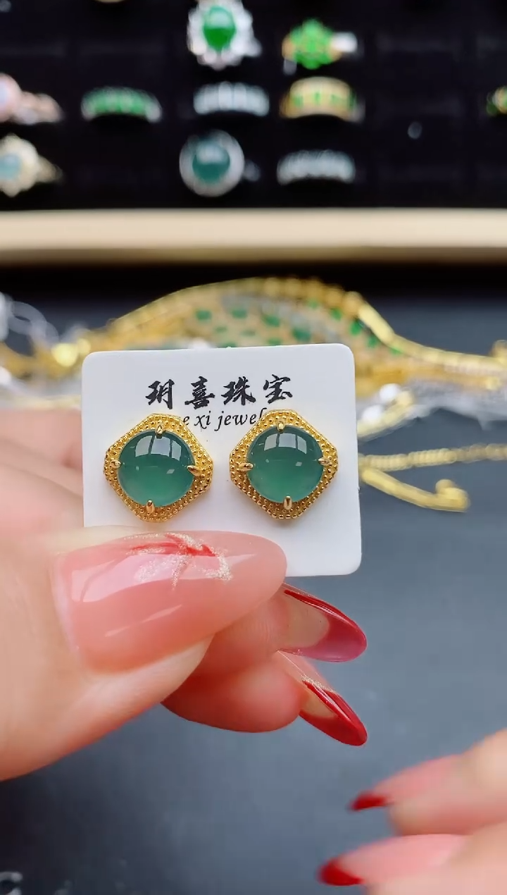 【闪购商品】翡翠耳饰银S925镶嵌132321