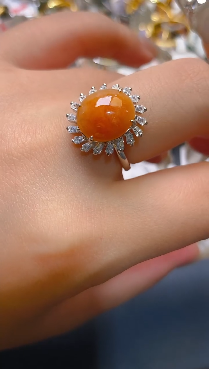 【闪购商品】翡翠耳饰银S925镶嵌天然A货翡翠1