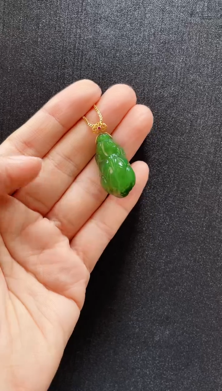 和田玉18K金镶嵌吊坠(赠链)多样性发一