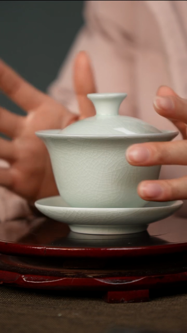 全品 玉青 三才盖碗 