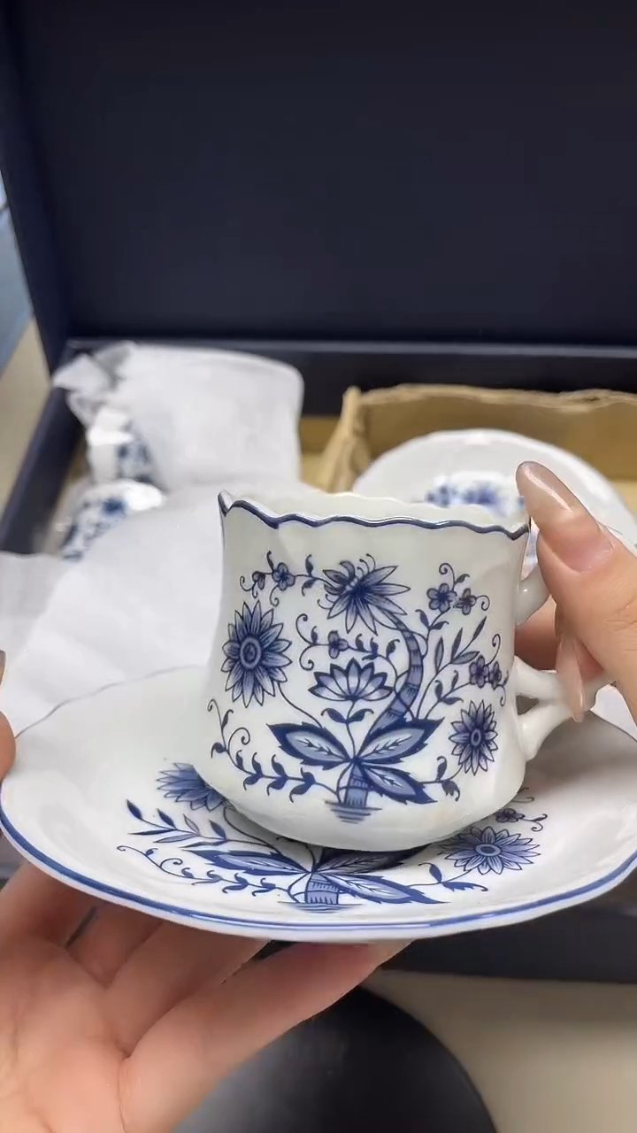 瓷片青花釉下彩咖啡杯