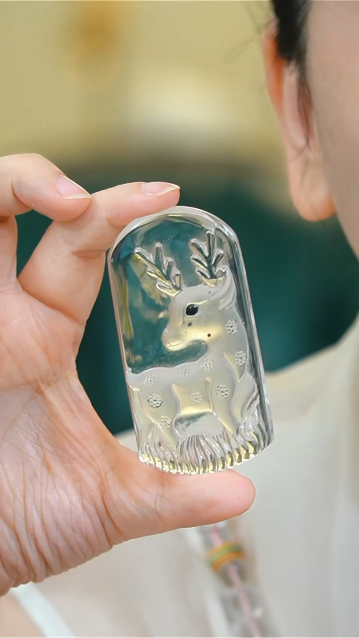 【闪购商品】水晶吊坠未镶嵌白水晶绿幽灵鹿吊坠