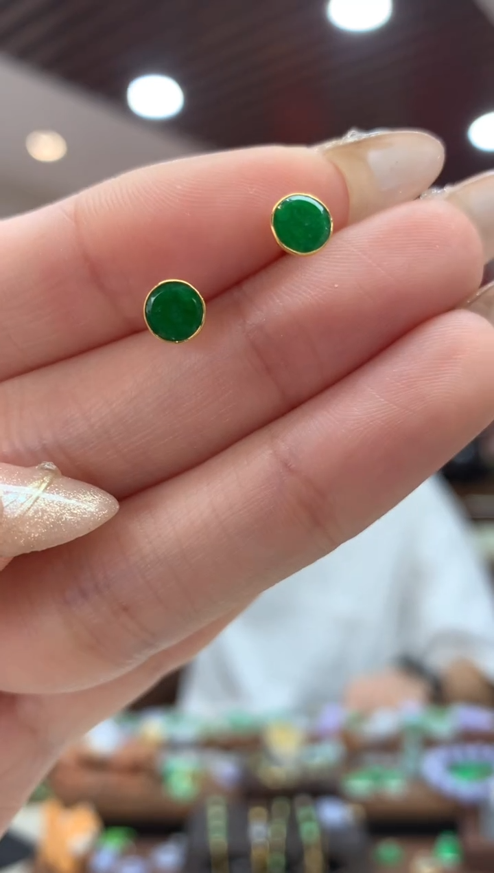 【闪购商品】翡翠耳饰18K金镶嵌耳钉多样性发货1件