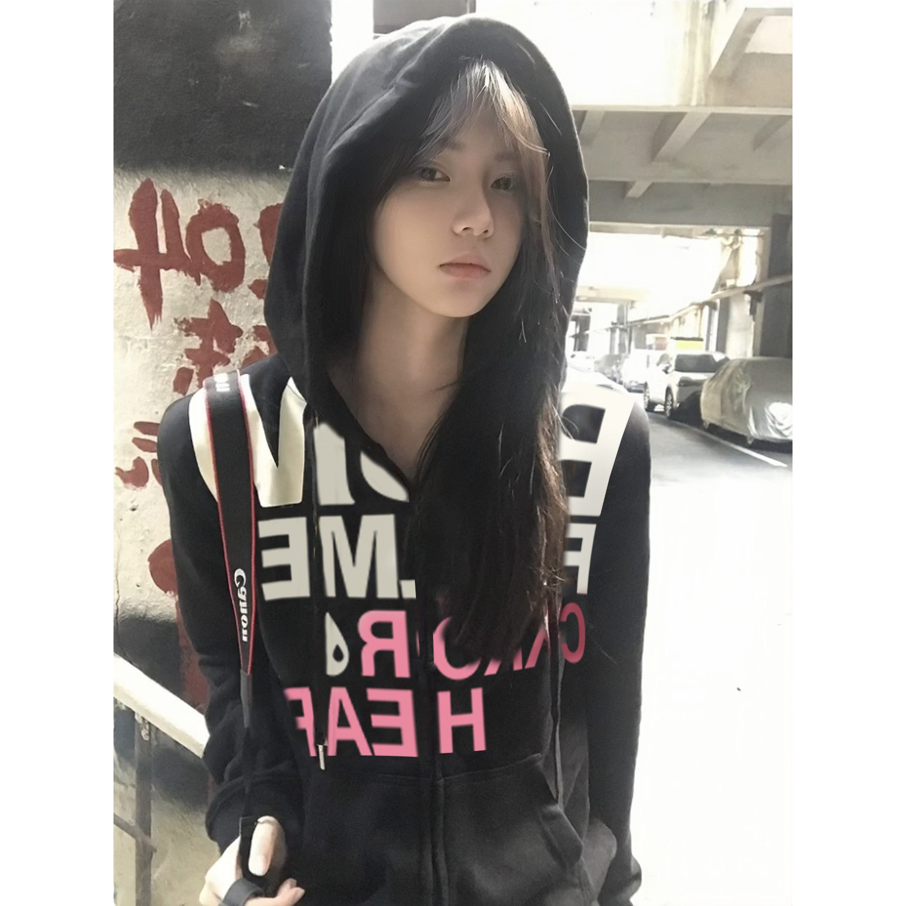 YWBY美式潮牌舒适宽松连帽卫衣女爆款百搭oversize拉链情侣外套