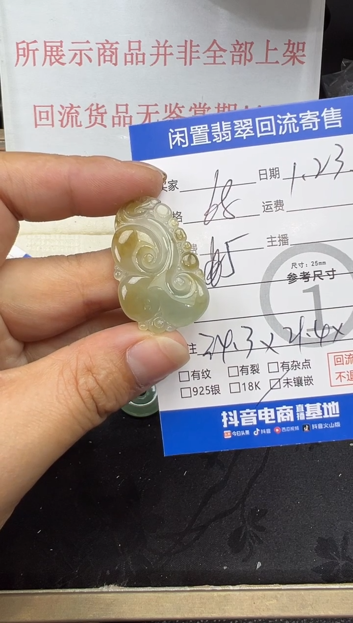 【闪购商品】翡翠颈饰未镶嵌如意吊坠