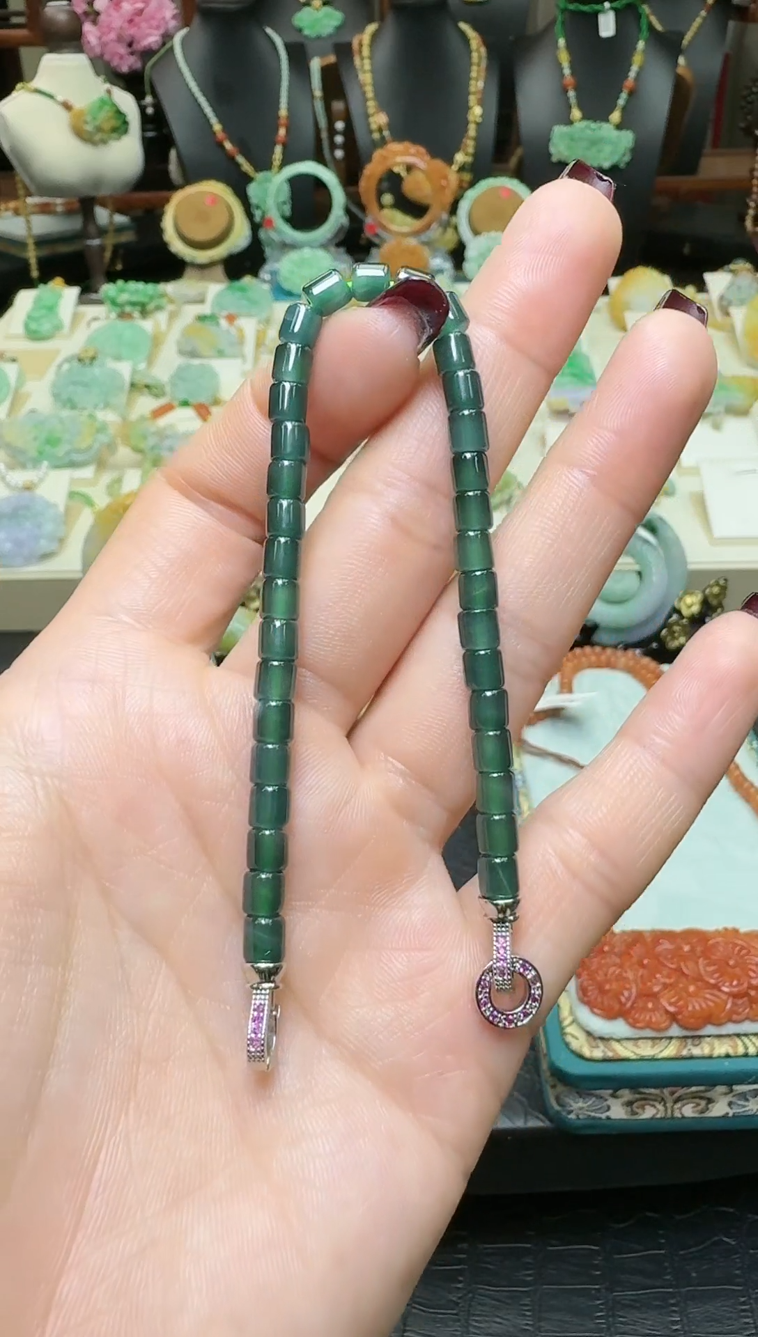 【闪购商品】翡翠手串未镶嵌天然翡翠桶珠单圈