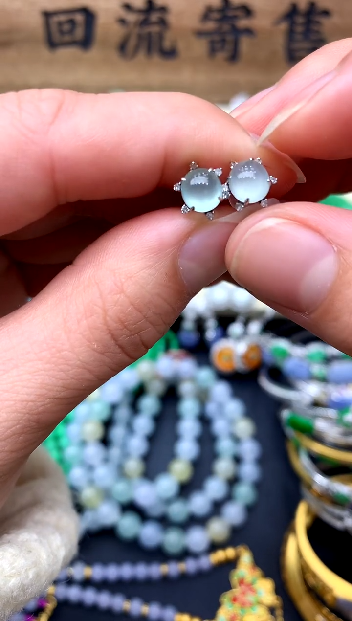 【闪购商品】翡翠耳饰18K金镶嵌29-中国好珍宝