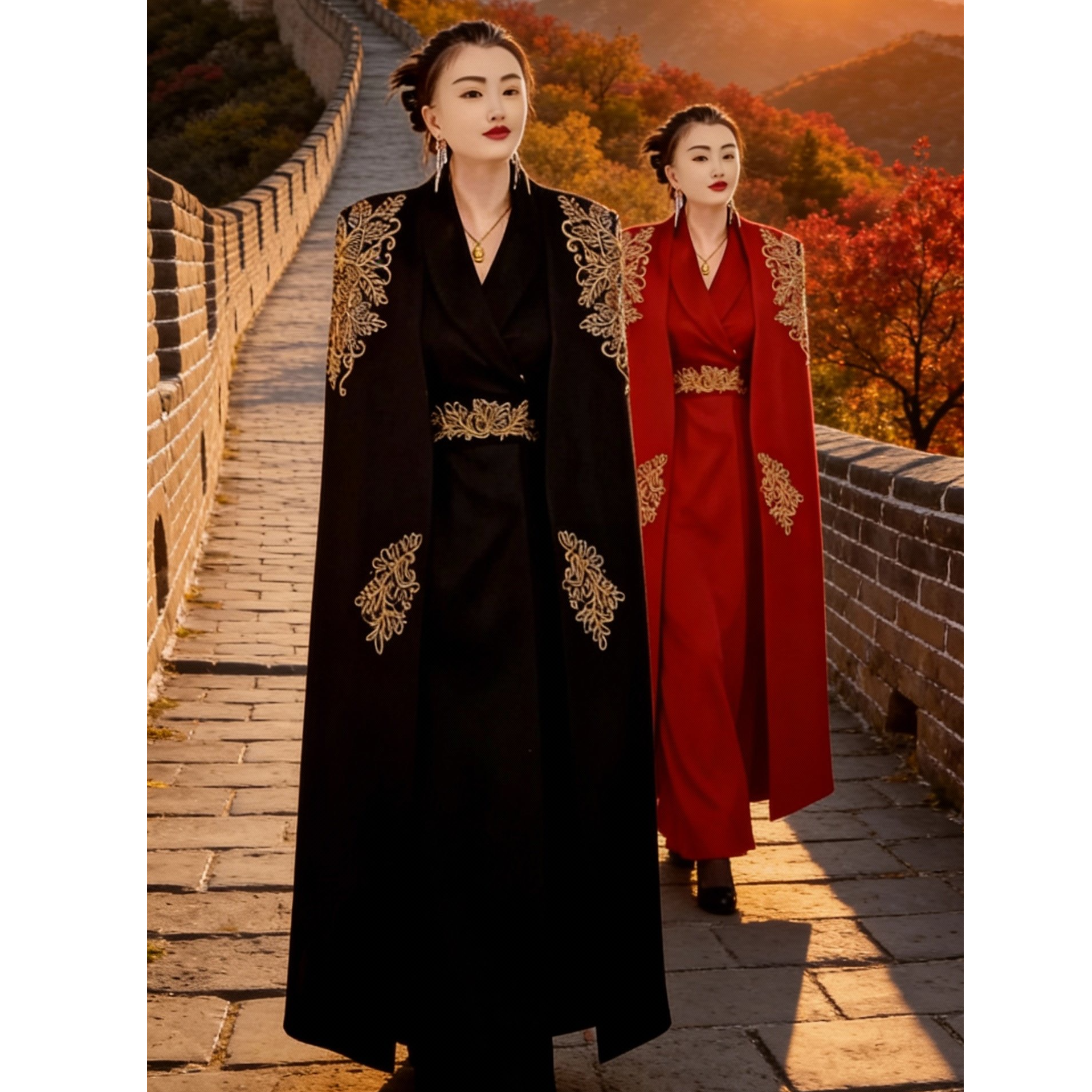 【斗篷刺绣】大衣中国风长袖冬季轻奢气质中式修身优雅女款