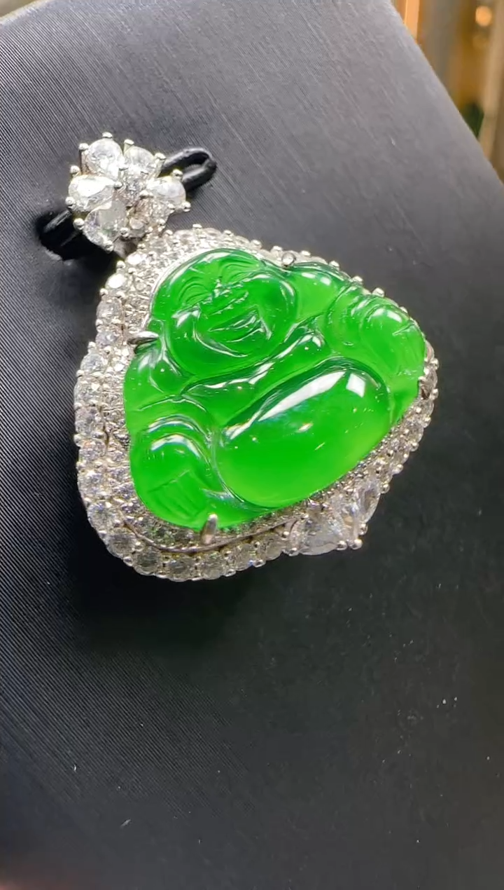吊坠(不含链)银S925镶嵌翡翠天然A货翡翠多样性发一