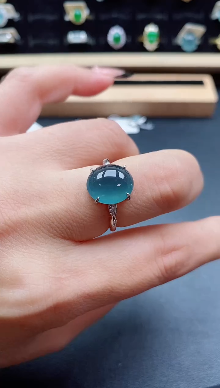 银S925镶嵌戒指翡翠1