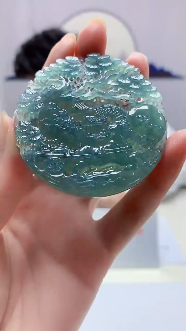 【闪购商品】定制翡翠未镶嵌4688zm-毛货挂件296山水