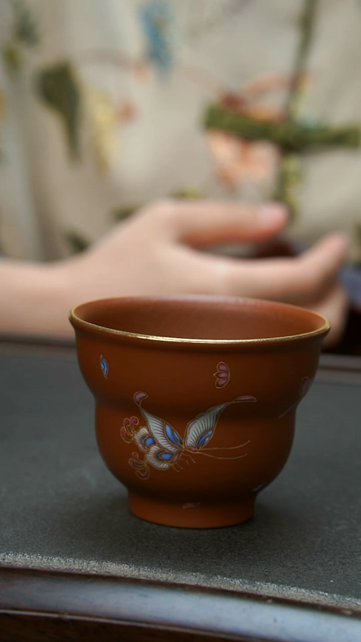 【闪购商品】紫砂茶壶朱泥蝴蝶葫芦杯