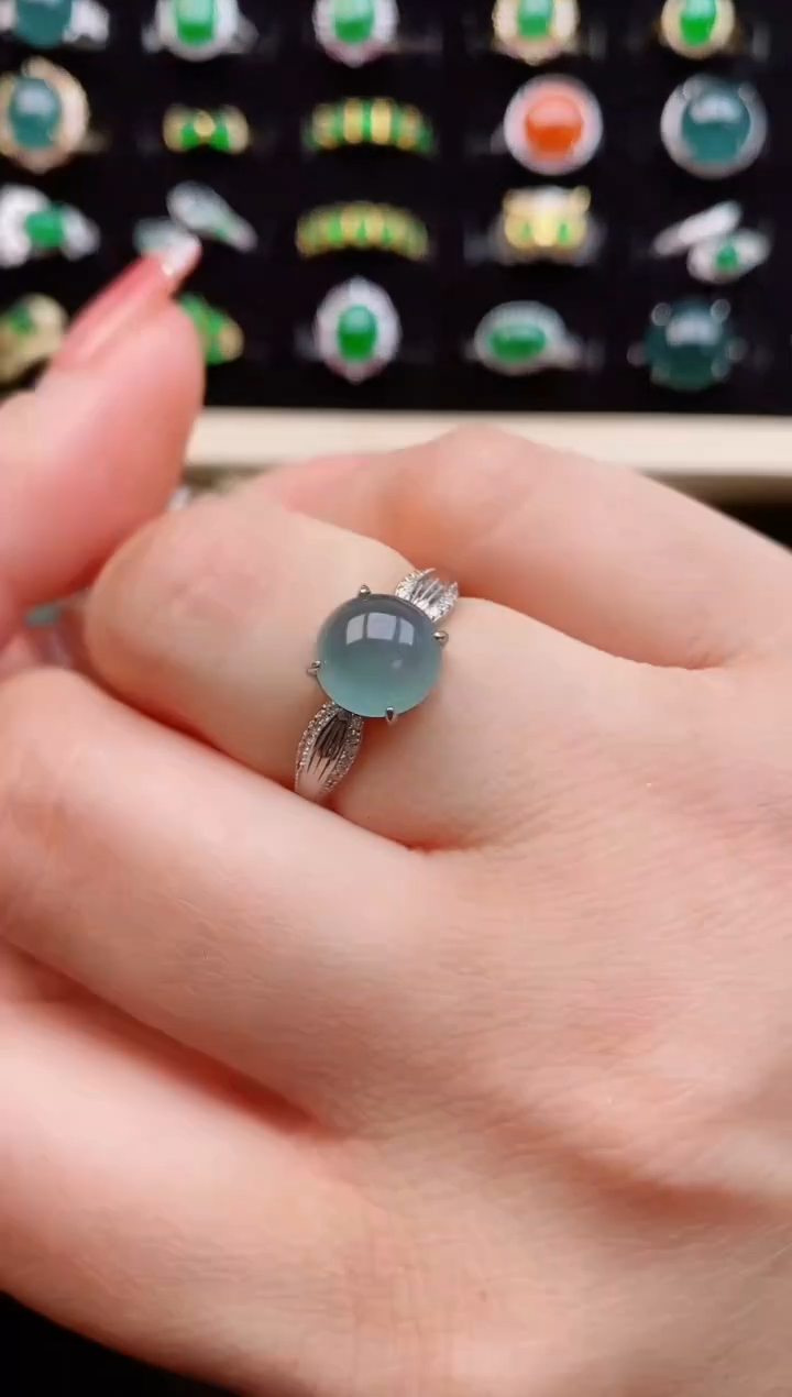 【闪购商品】翡翠戒指银S925镶嵌12121