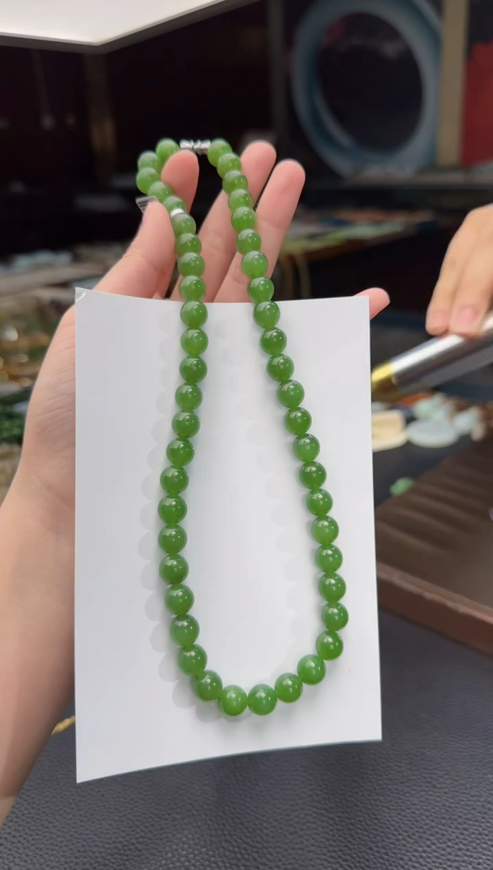 【闪购商品】和田玉颈饰未镶嵌碧玉果阳绿妈妈链卡10