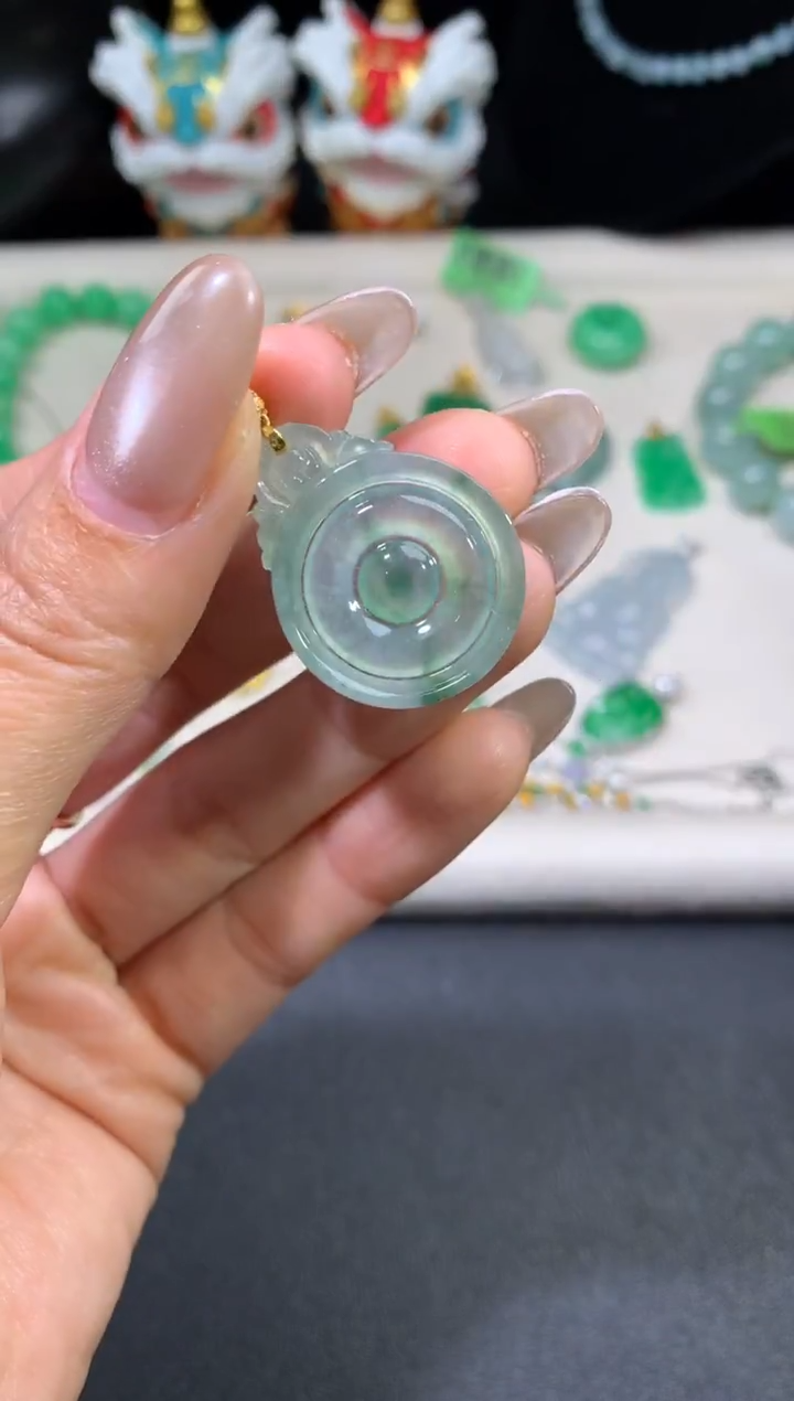 吊坠(不含链)18K金镶嵌翡翠翡翠