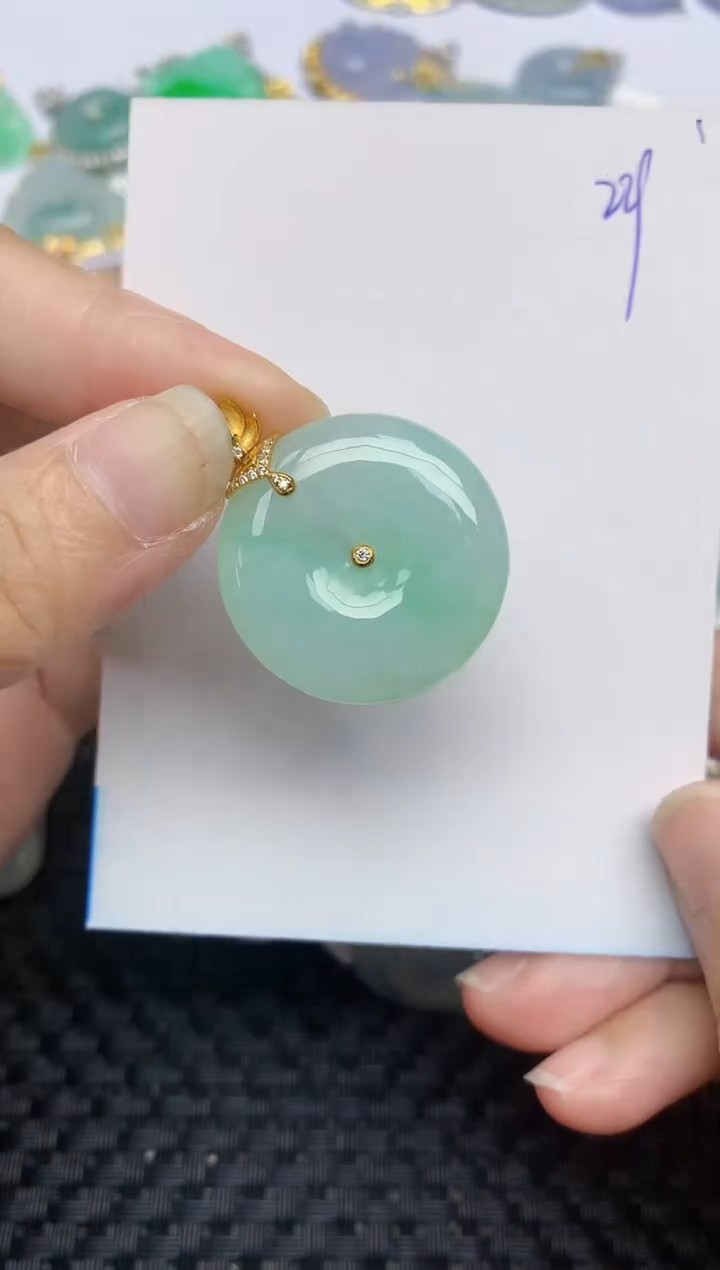 翡翠18K金镶嵌颈饰天然A货翡翠 229