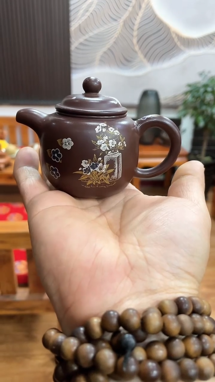 【闪购商品】紫砂茶壶a47描银匏尊壶