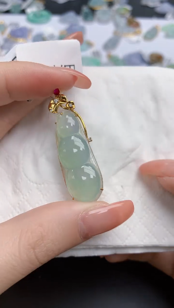 【闪购商品】翡翠颈饰18K金镶嵌天然缅甸翡翠A货