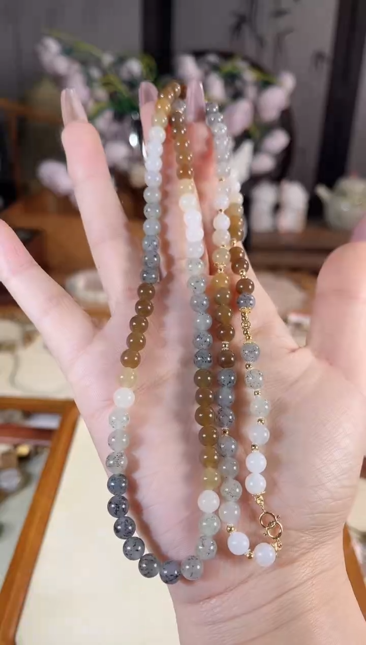 项链银S925镶嵌和田玉多样性发其一孤品默认微瑕