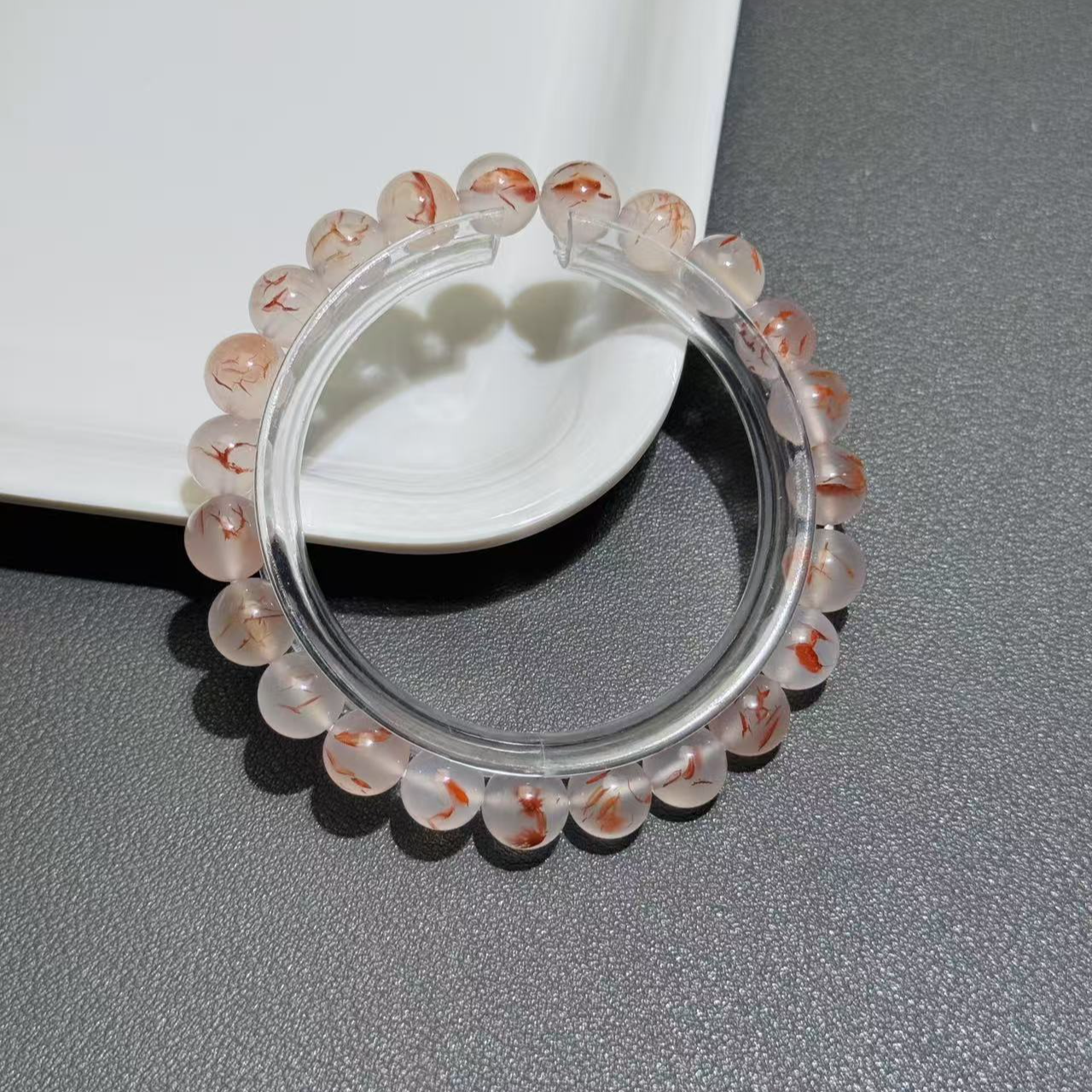 【杰韵南红】天然南红高品高白冰草花手串约8mm 精致百搭款