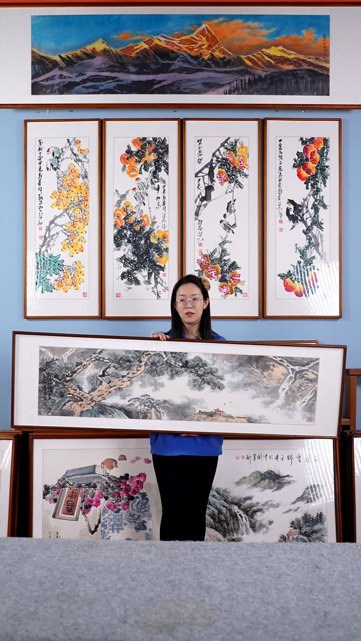 【闪购商品】国画隗寿群《松泉清音》手绘带框162*47
