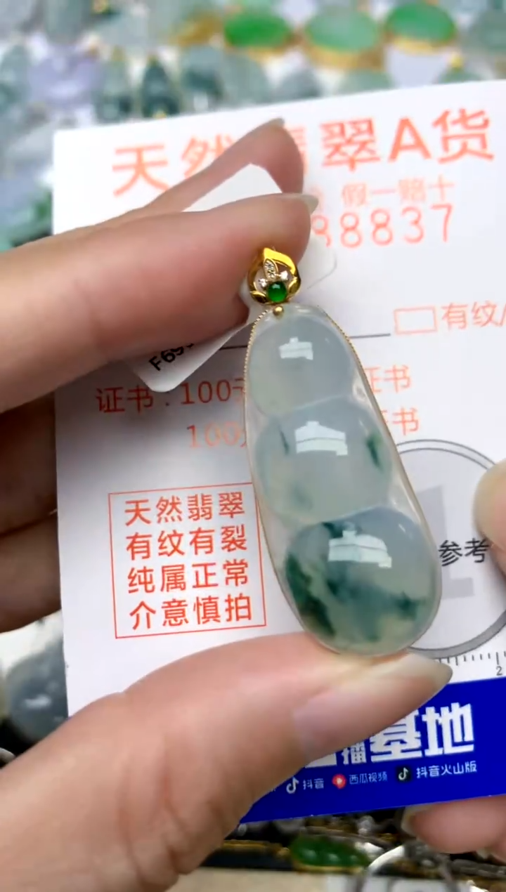 颈饰18K金镶嵌翡翠天然A货翡翠