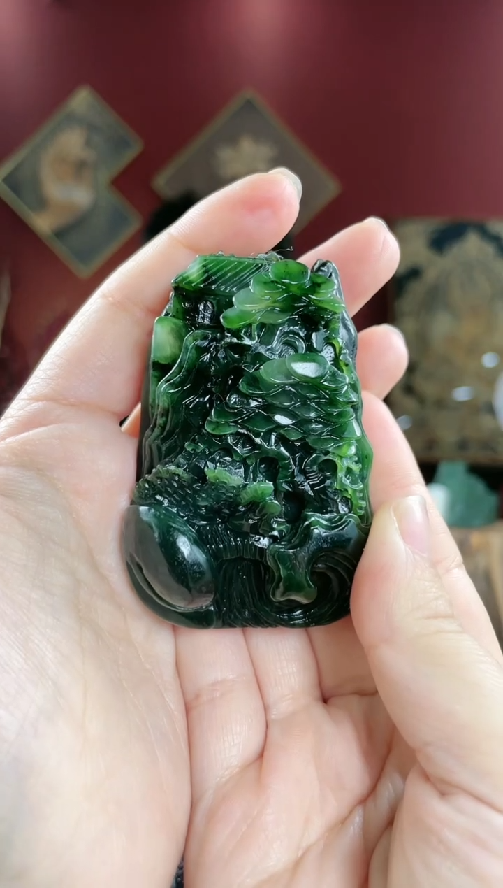 【闪购商品】和田玉把件未镶嵌菠菜绿碧玉