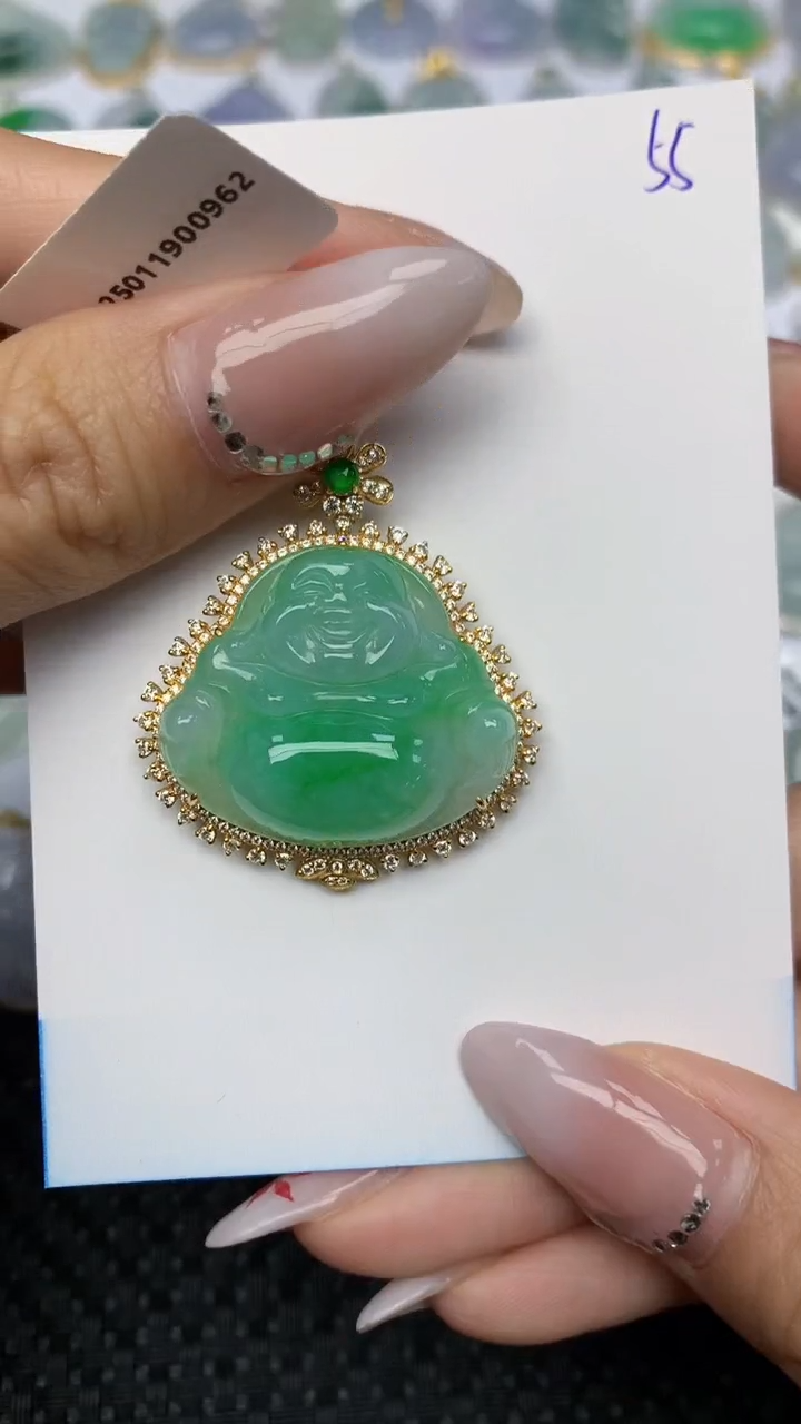 【闪购商品】翡翠颈饰18K金镶嵌天然翡翠A货 55
