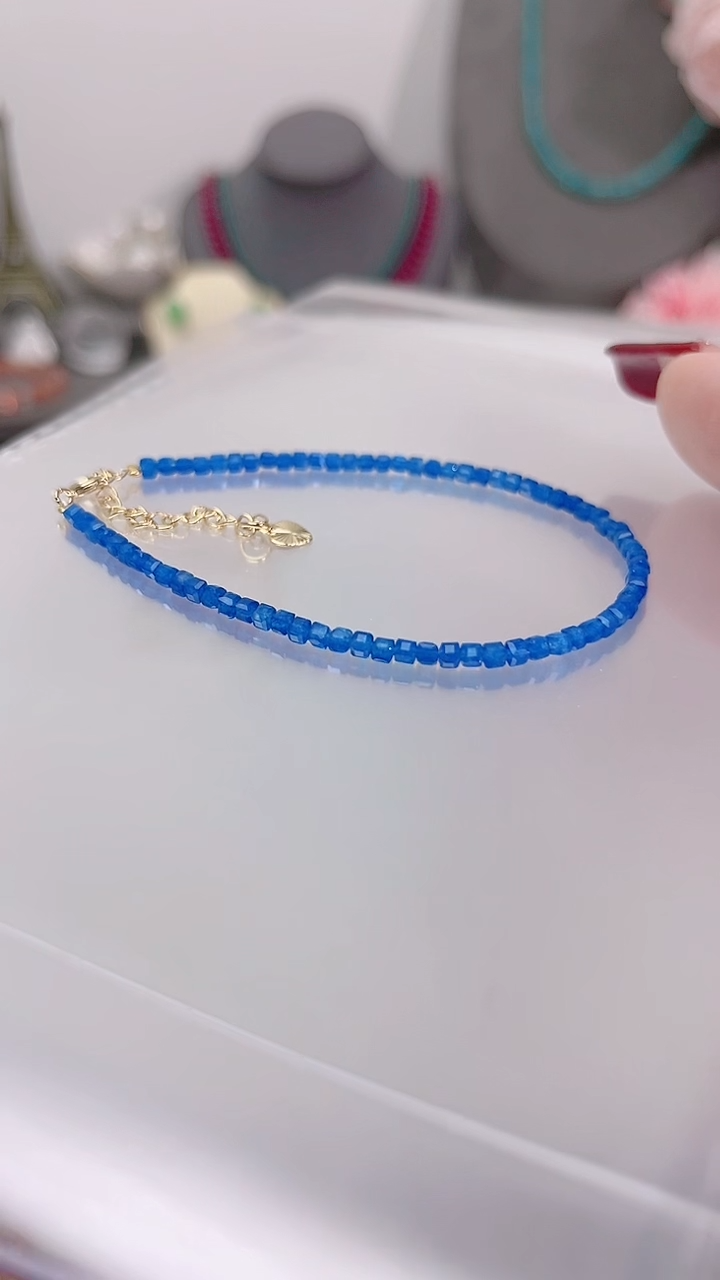 手链蓝宝石银S925镶嵌蓝方56