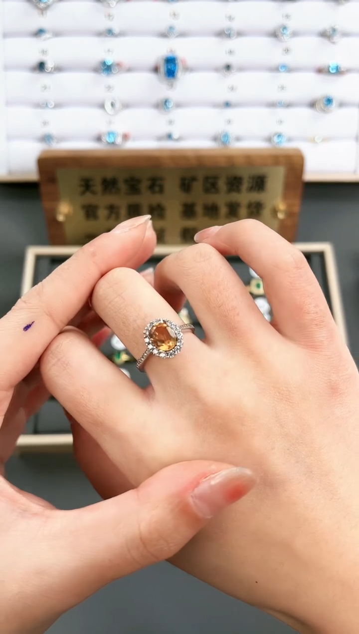 【闪购商品】黄晶戒指银S925镶嵌Z-016