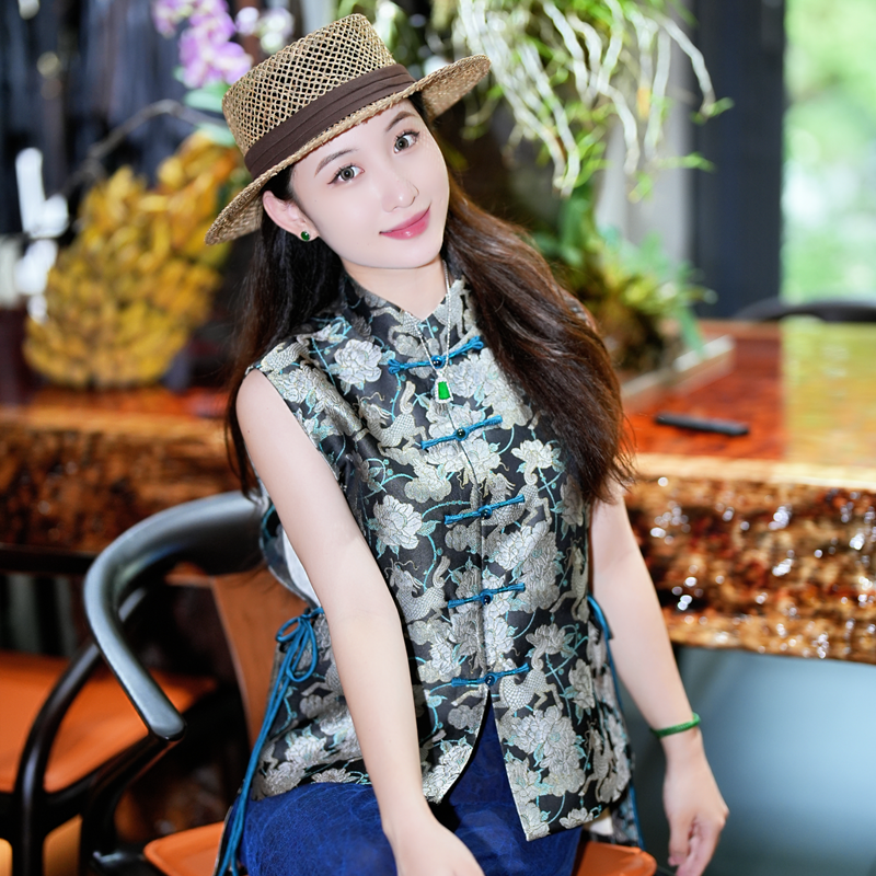 蓝大【江南】新中式国风桑蚕丝马甲5189