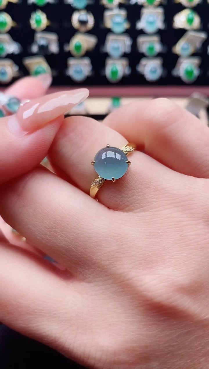 银S925镶嵌戒指翡翠1