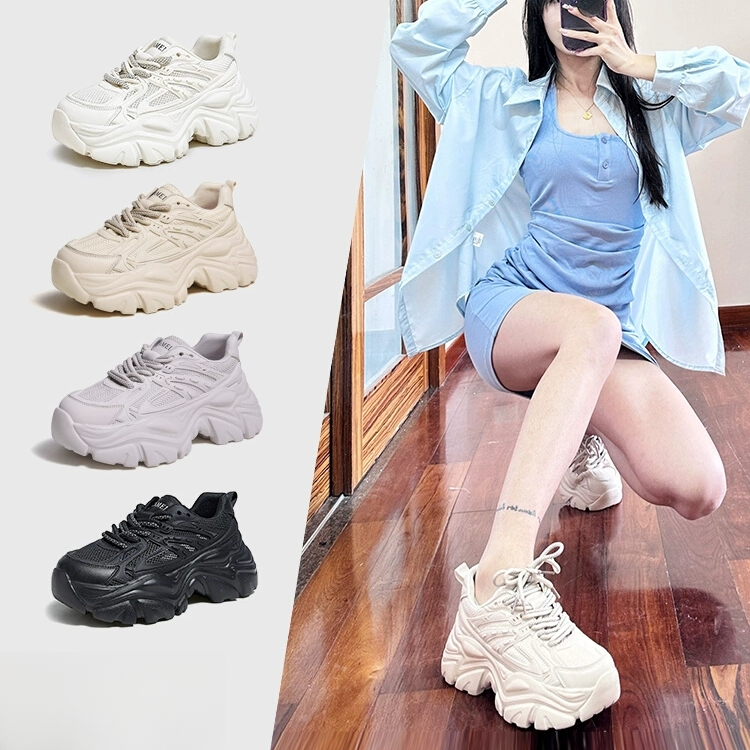 骆驼女鞋2025夏季新款老爹鞋女款运动鞋复古百搭厚底增高休闲鞋潮