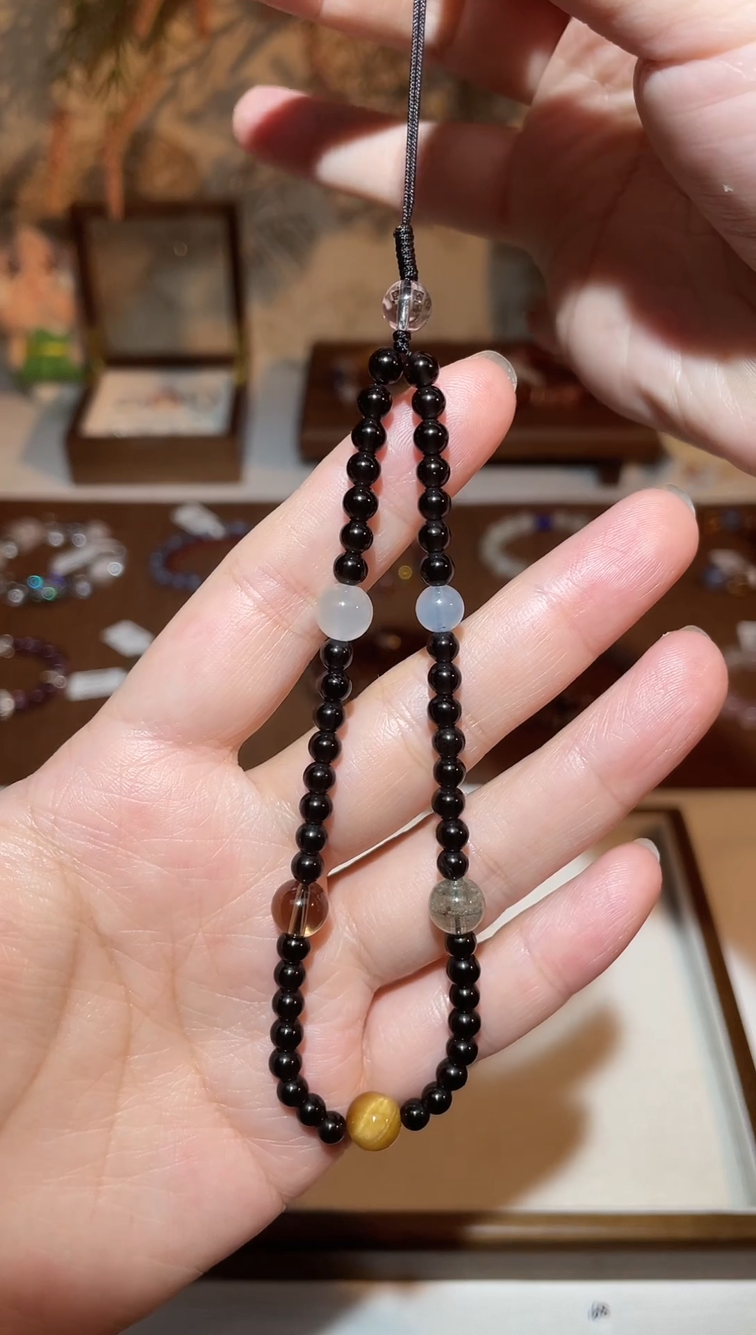 未镶嵌黑曜岩车挂黑曜石多宝手机挂车挂 多样性发一