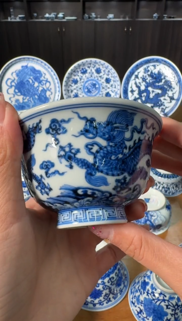 【闪购商品】杯刘建锋窑海水龙纹压手杯