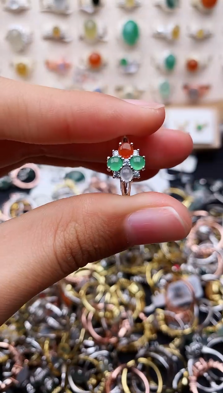 【闪购商品】翡翠戒指银S925镶嵌缅甸翡翠