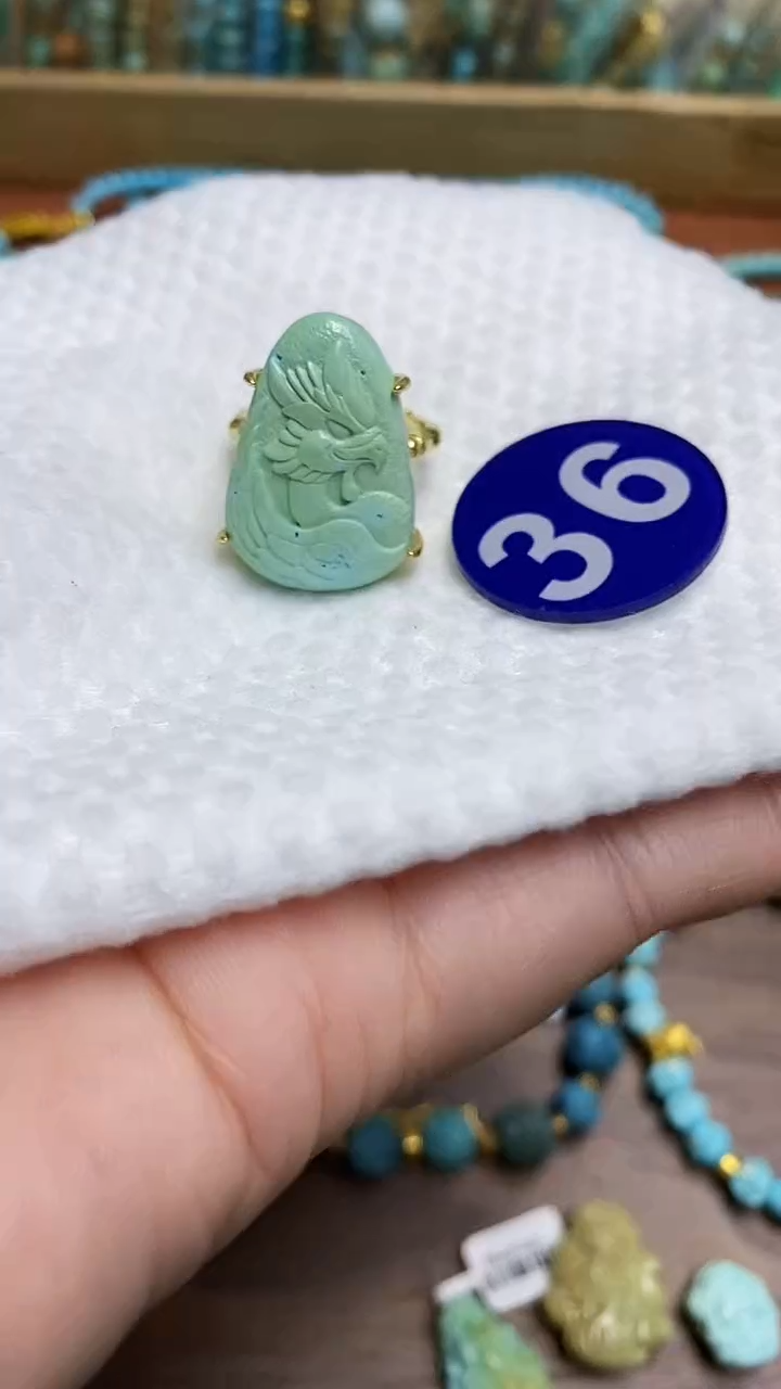 【闪购商品】绿松石戒指银S925镶嵌36戒指