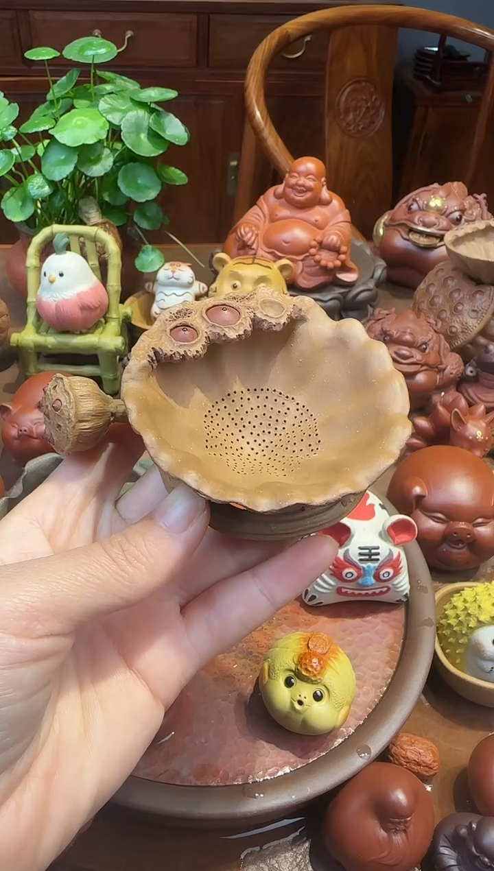 紫砂茶宠段泥莲子茶漏