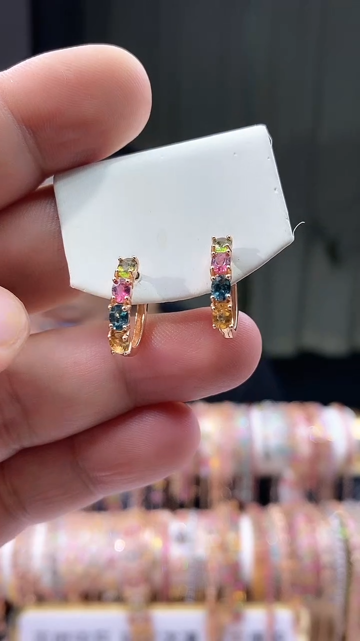 【闪购商品】碧玺耳扣银S925镶嵌3543543543