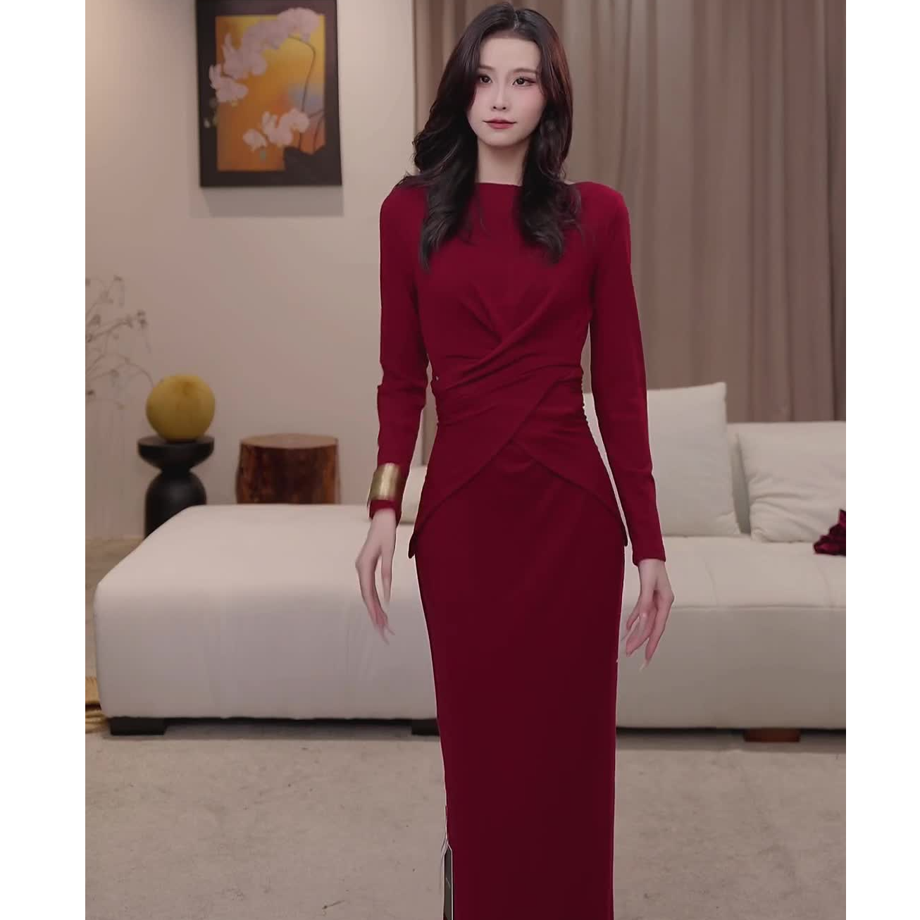 【安安】万人迷 秋季新款战袍法式优雅显瘦连衣裙-SW0250