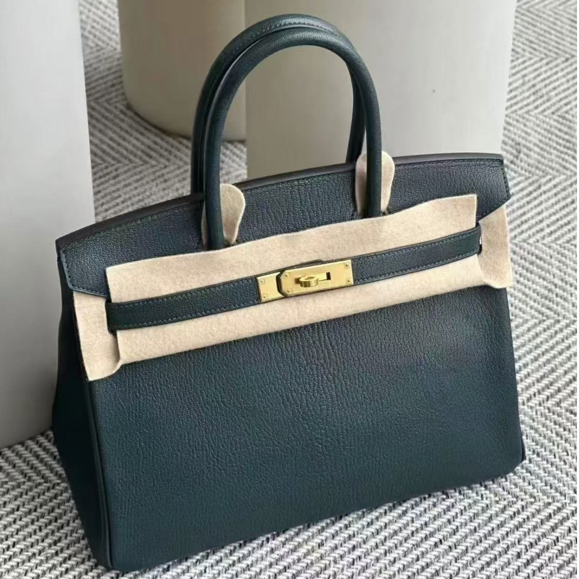 99新 Hermes/爱马仕 birkin30 金扣 松柏绿 B刻