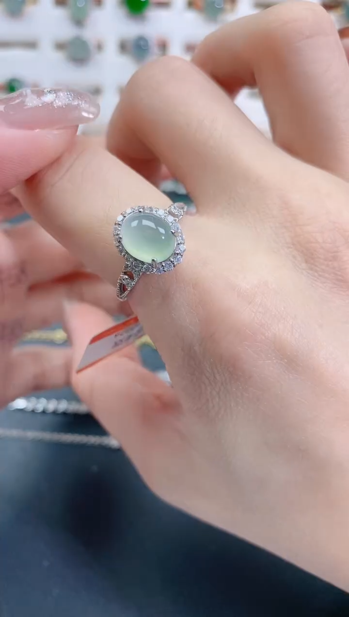 银S925镶嵌戒指翡翠天然翡翠